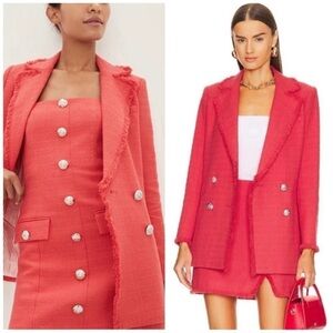 Veronica Beard Nayeli Double Breasted Dickey Jacket Blazer Red Size 2